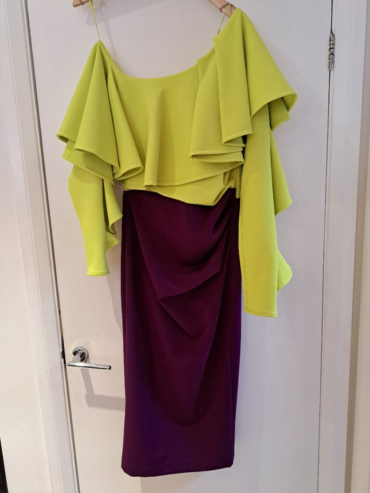 Kevan Jon Oleanna dress purple lime - Maya Maya Ltd