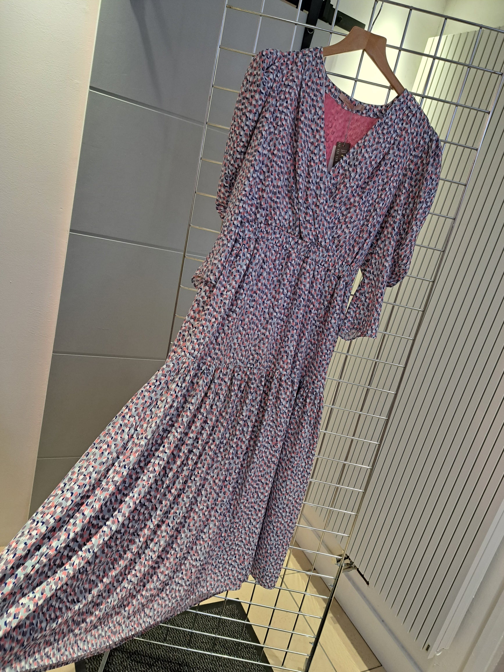 Print tiered dress pink blue - Maya Maya Ltd
