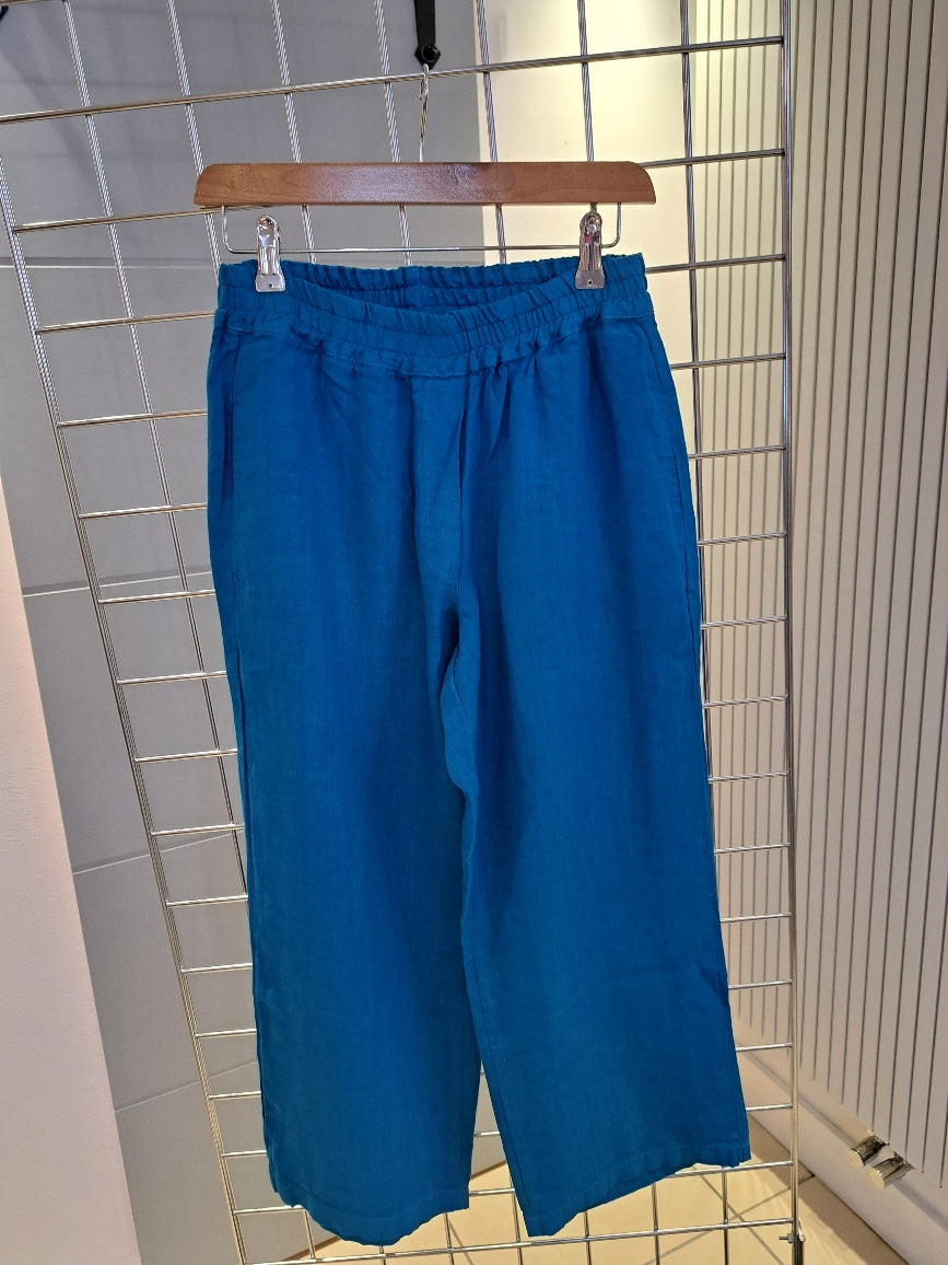 Linen wide leg pants blue - Maya Maya Ltd