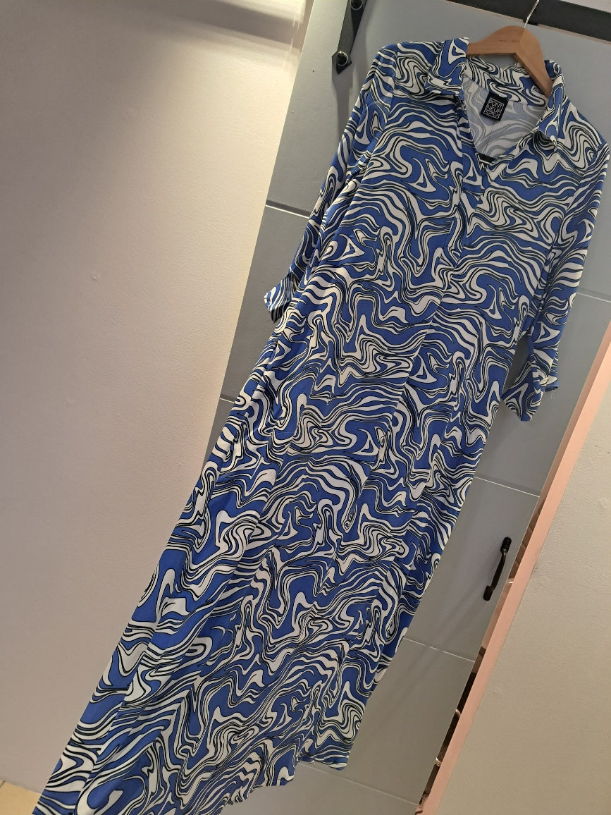 blue swirl Midi dress - Maya Maya Ltd