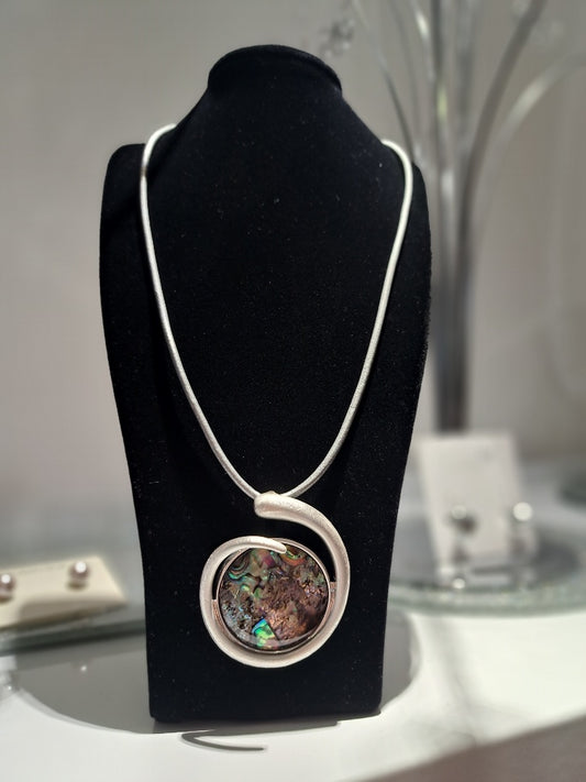 silver Mother of pearl disc necklace - Maya Maya Ltd