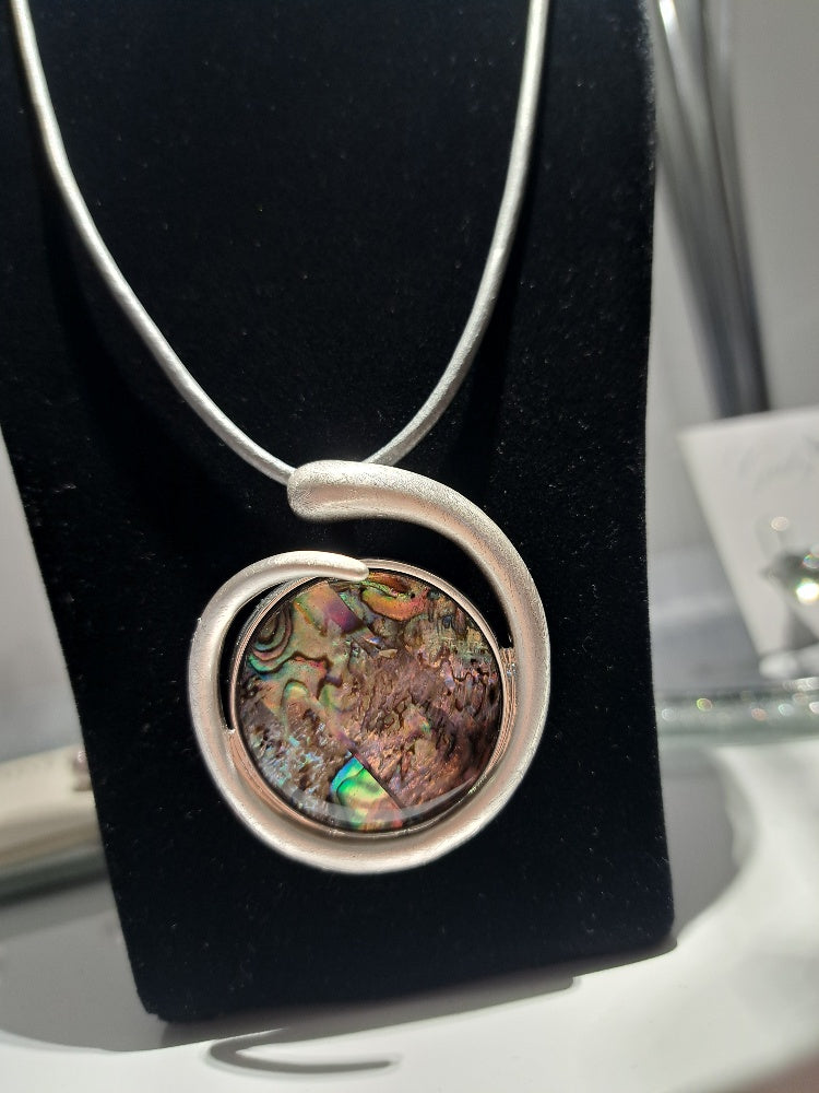silver Mother of pearl disc necklace - Maya Maya Ltd