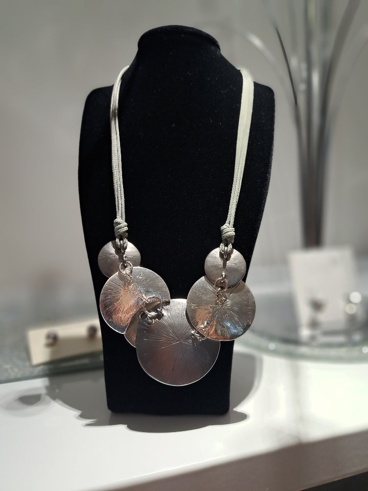 Pewter silver disk necklace - Maya Maya Ltd