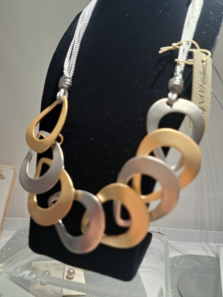 Silver gold tones necklace - Maya Maya Ltd