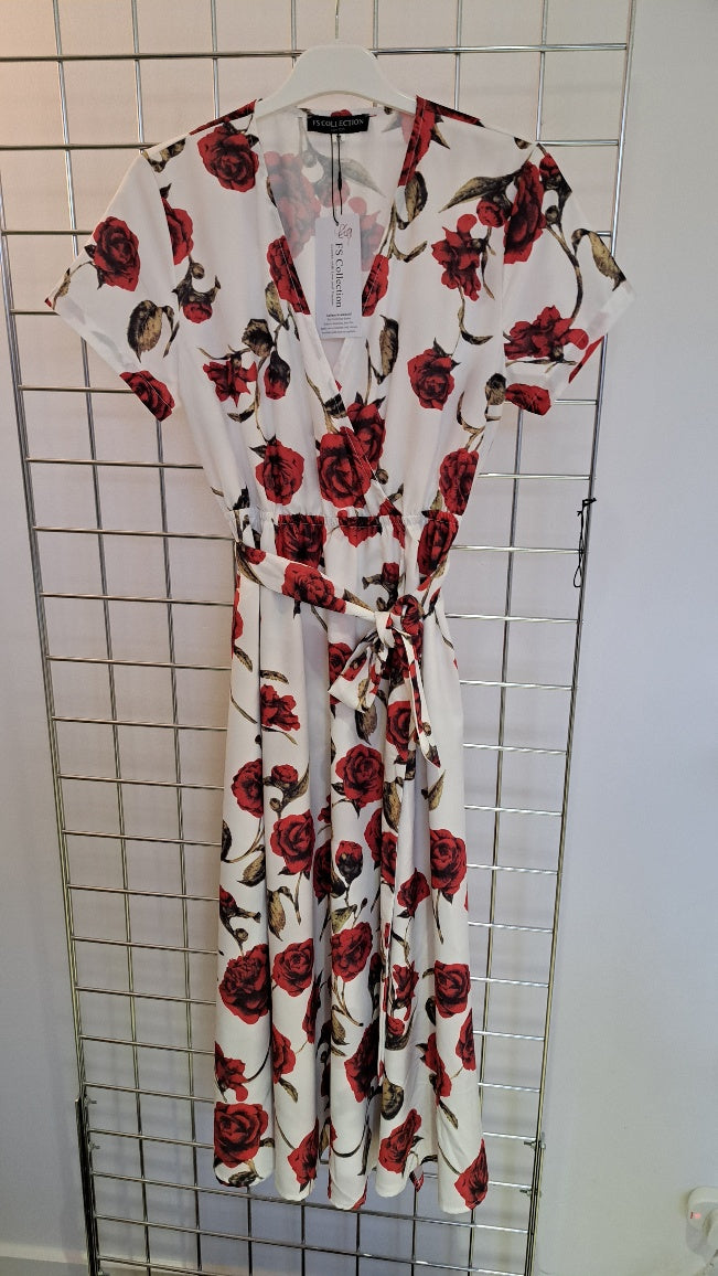 Rose print full skirt dress - Maya Maya Ltd