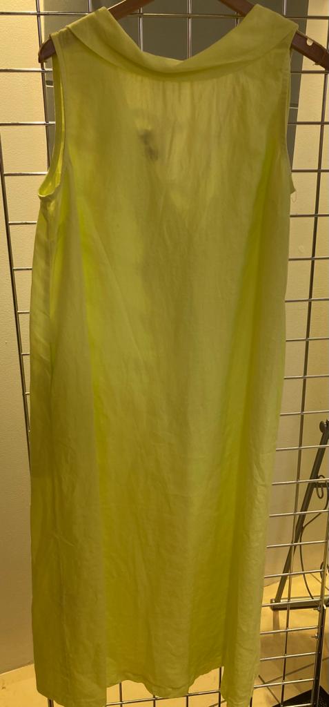 Lime V back linen dress - Maya Maya Ltd