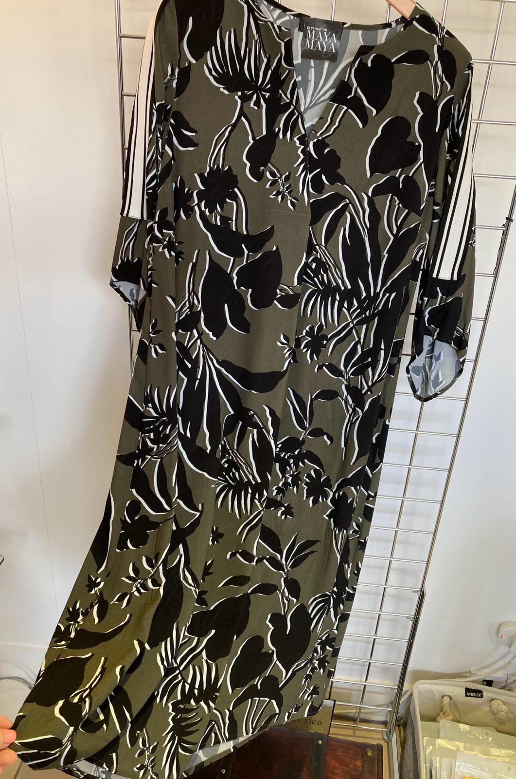 Khaki patterned tunic dress - Maya Maya Ltd