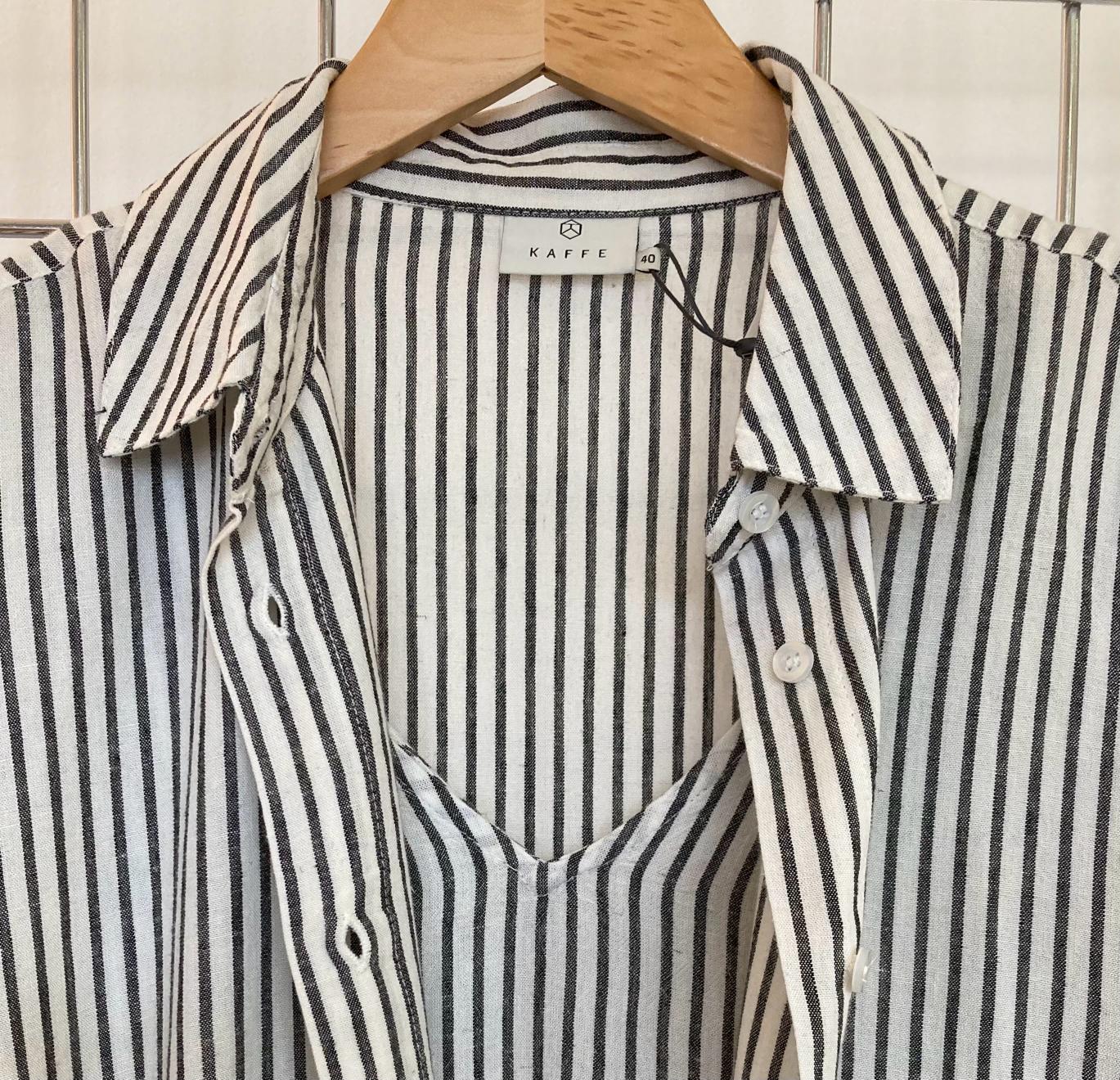 Linen mix long stripey shirt - Maya Maya Ltd