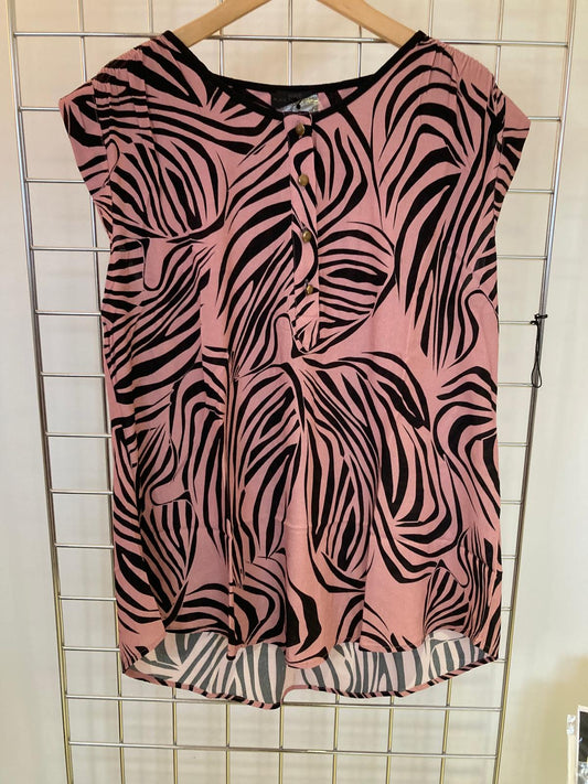 Pink Black zebra print top - Maya Maya Ltd