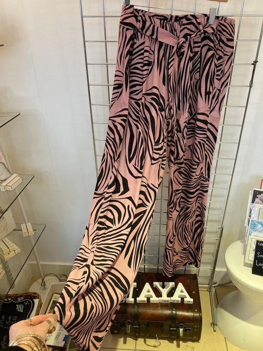 Pink Black zebra print pants - Maya Maya Ltd