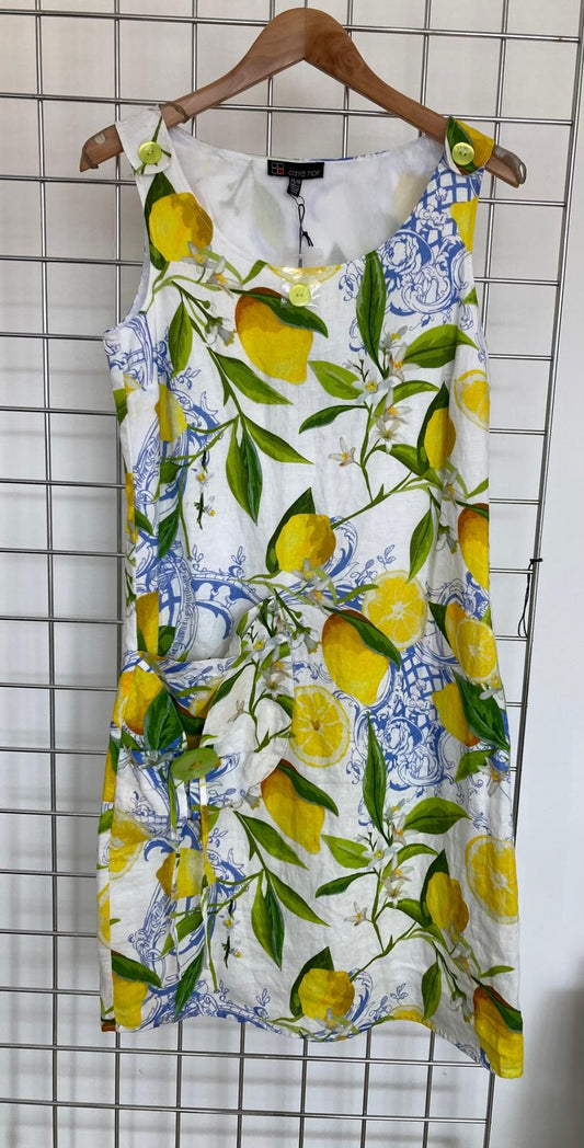 Lemon print linen dress - Maya Maya Ltd