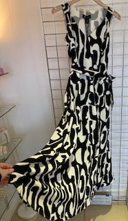 Black and White Wrap Look Dress - Maya Maya Ltd
