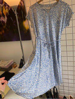 Midi Sky Blue Print Dress - Maya Maya Ltd