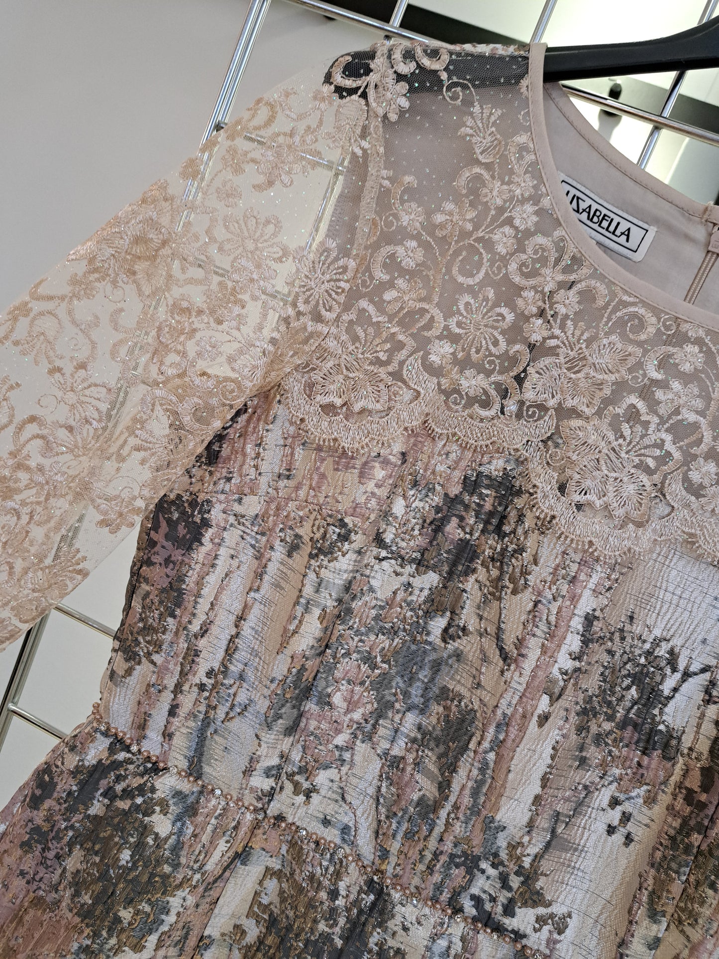 Multi gold lace top dress - Maya Maya Ltd