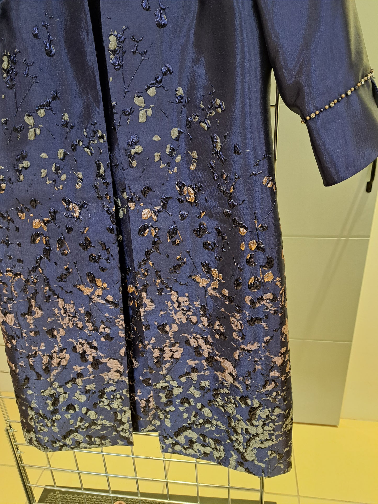 Blue with oyster pink trim dress coat - Maya Maya Ltd