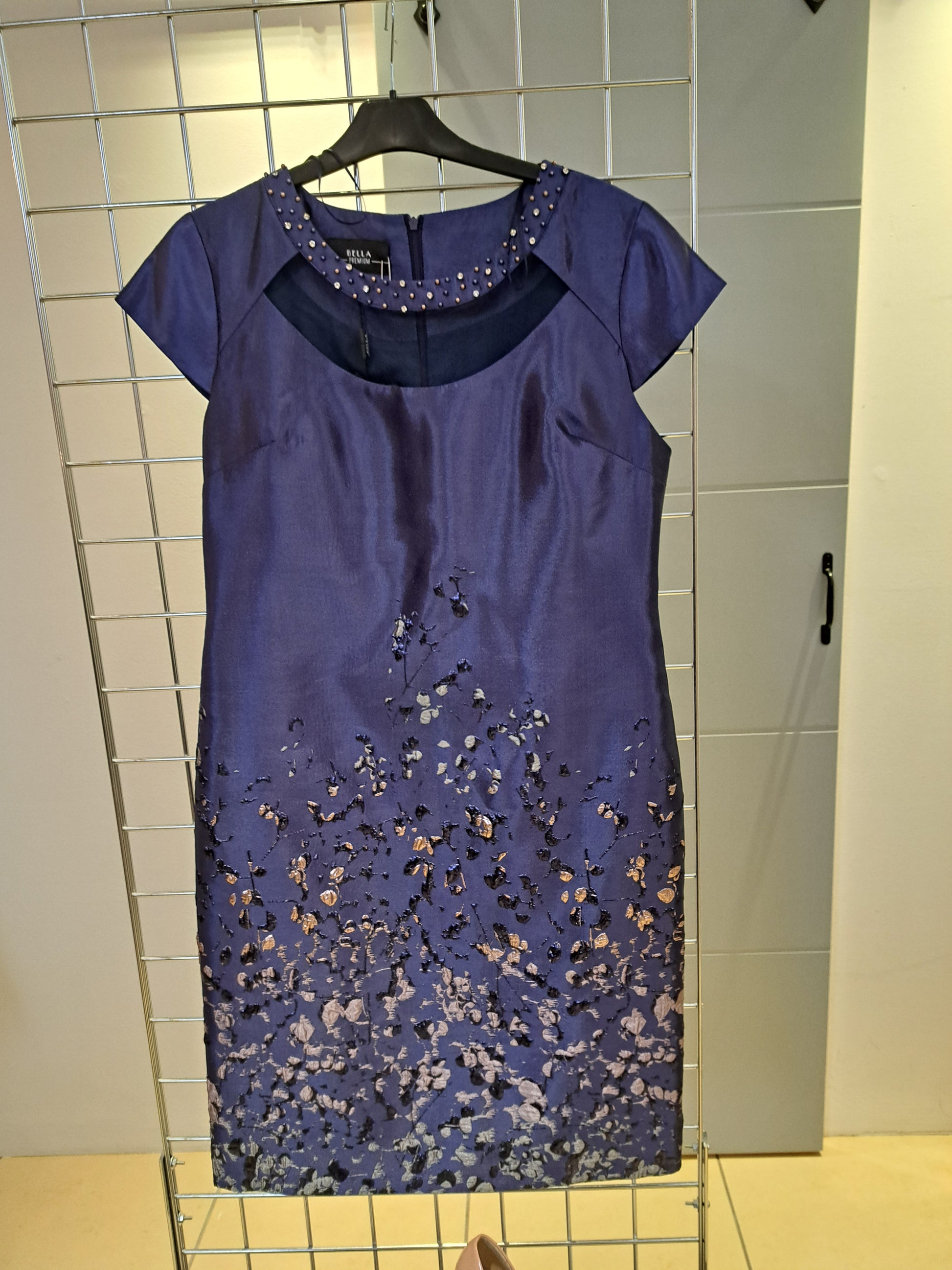 Blue with oyster pink trim fitted dress - Maya Maya Ltd