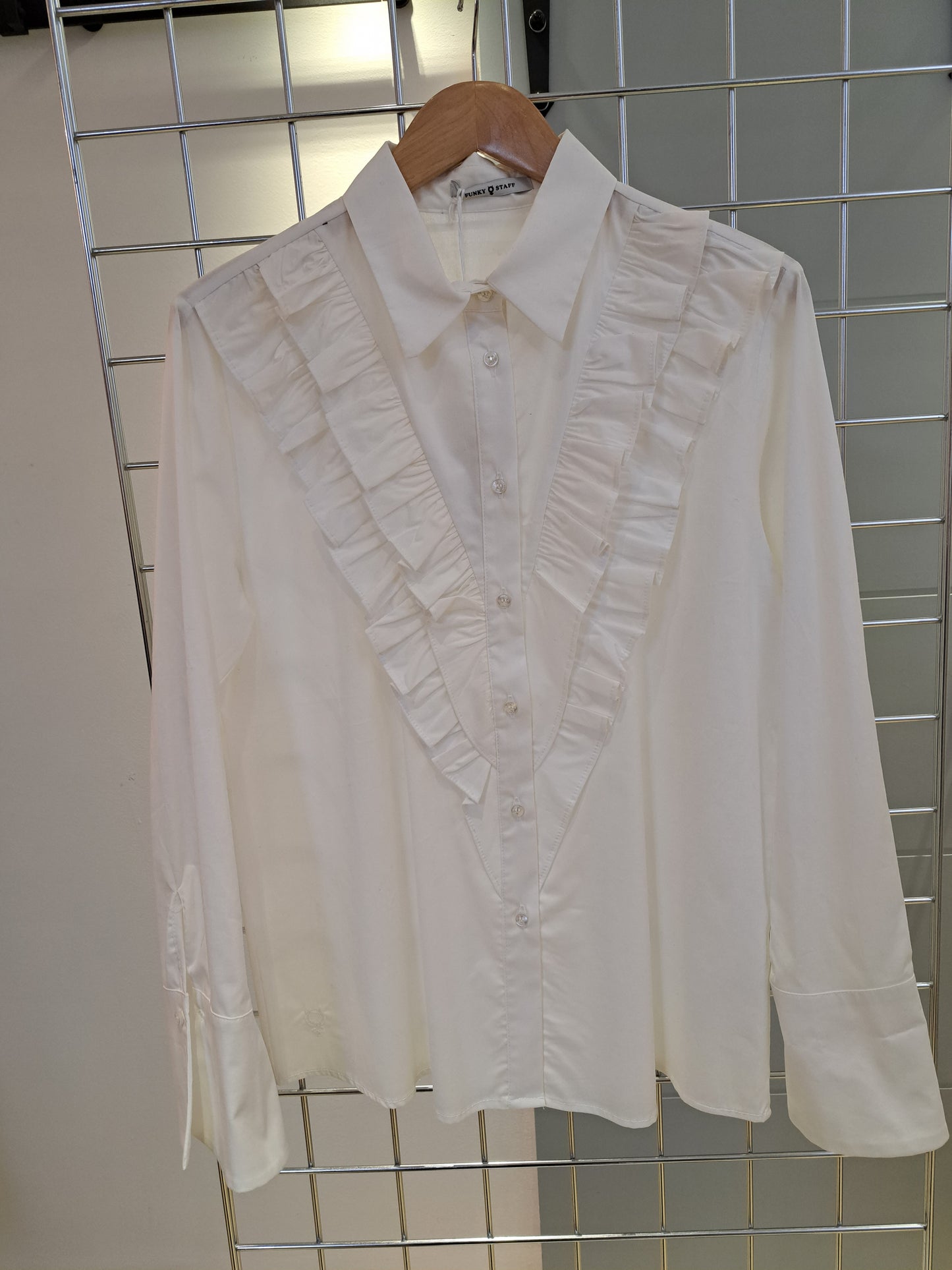 Funky Staff white cotton frill shirt - Maya Maya Ltd