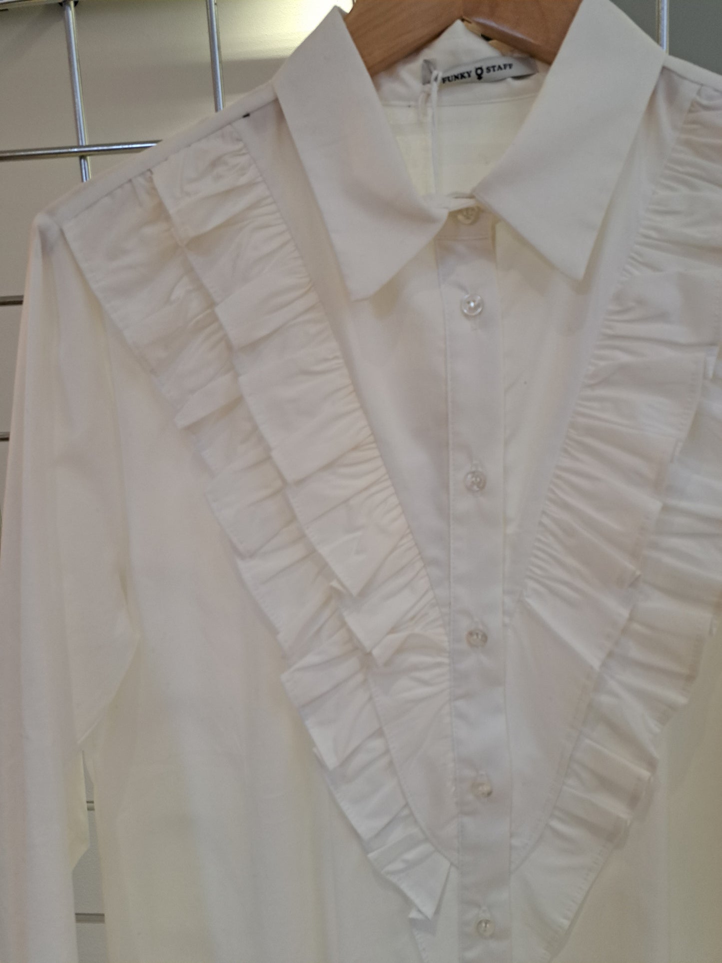 Funky Staff white cotton frill shirt - Maya Maya Ltd