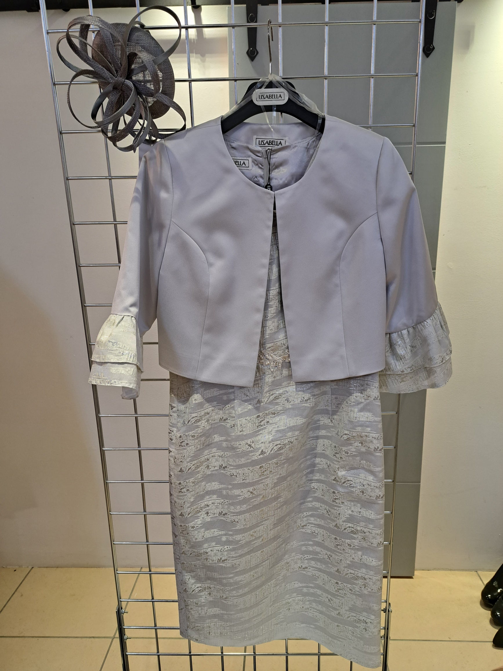 lizabella silver cream dress and jacket - Maya Maya Ltd