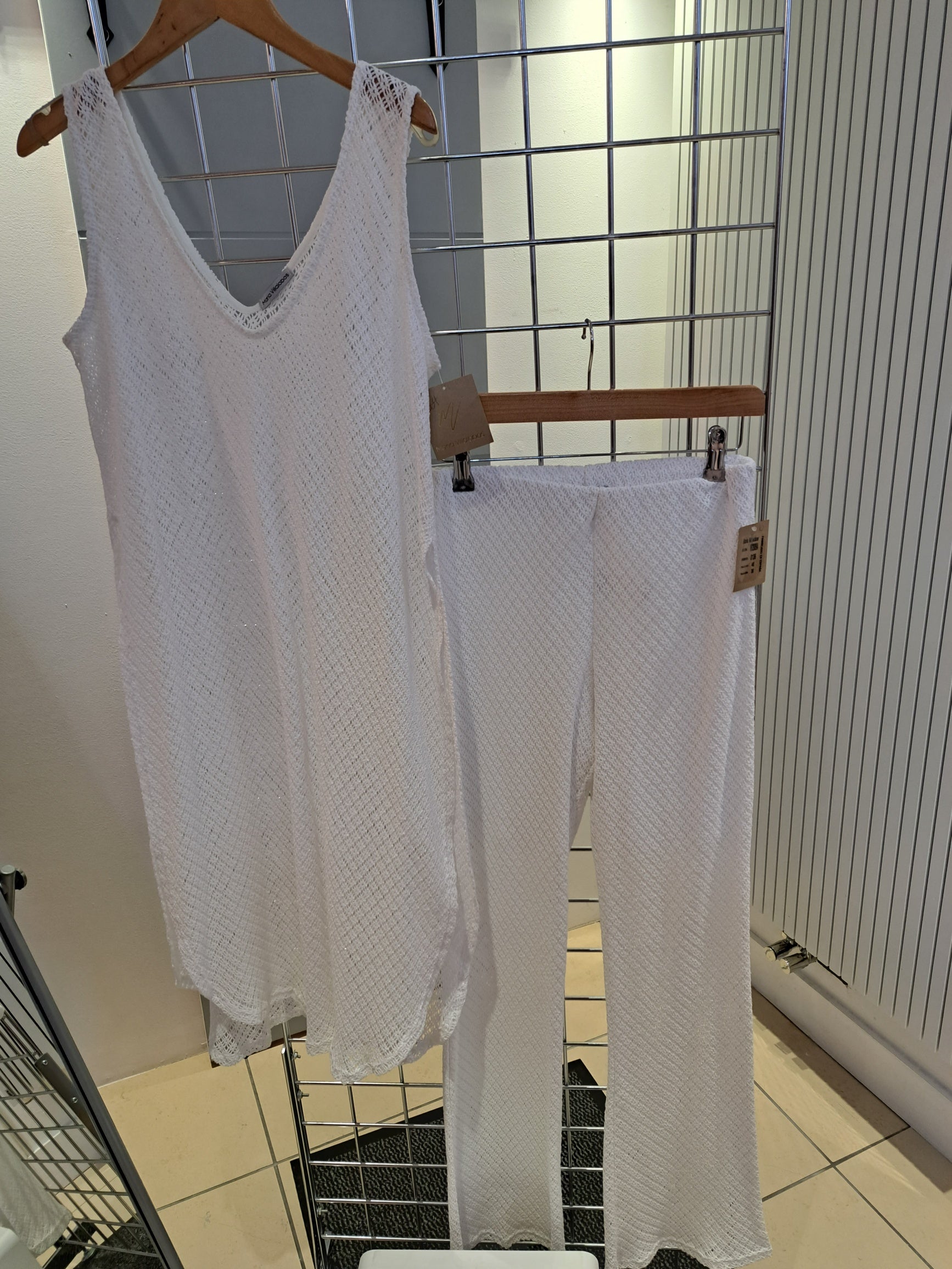Open weave pants white - Maya Maya Ltd