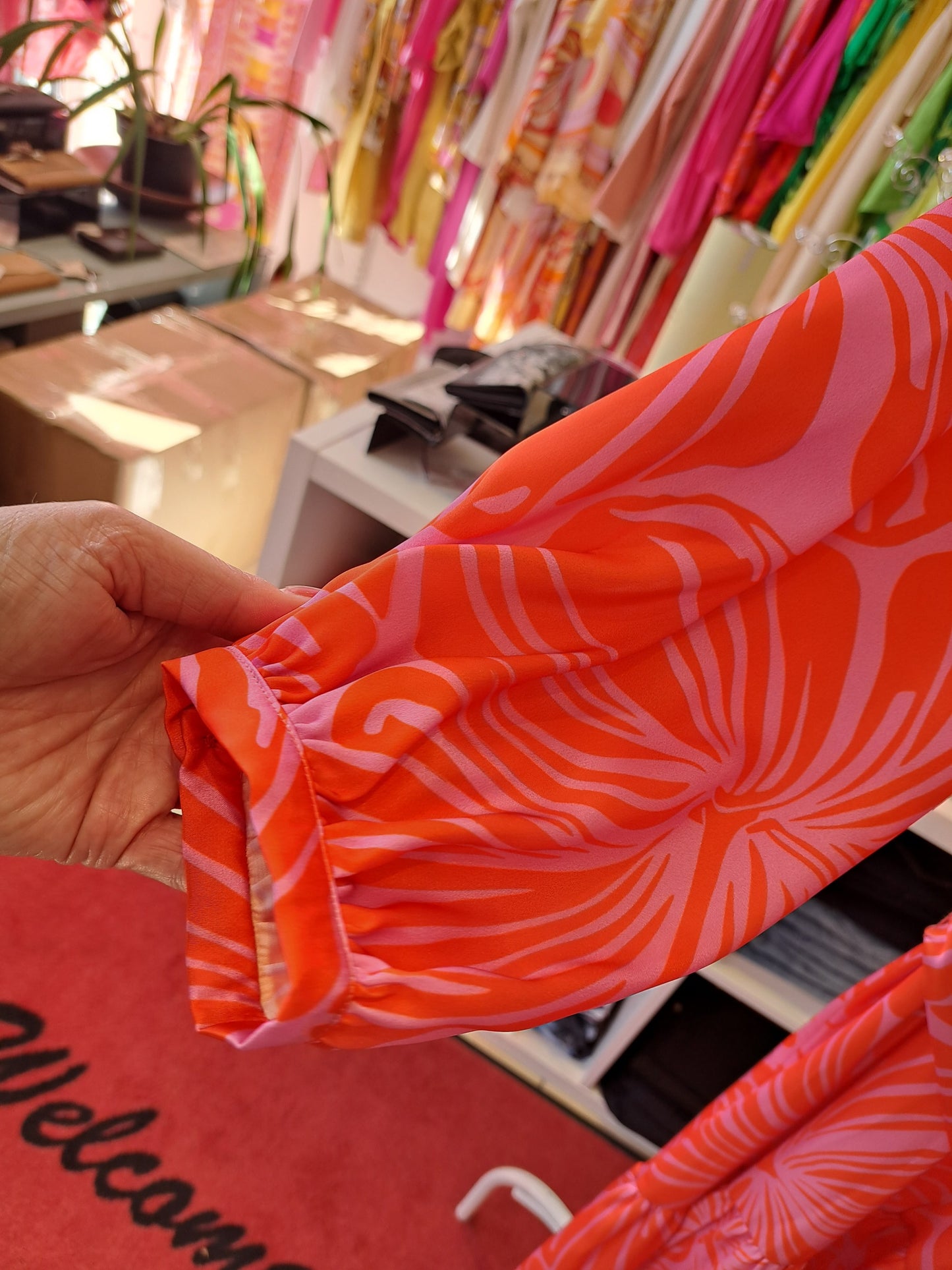 Pink orange tiered  midi dress - Maya Maya Ltd