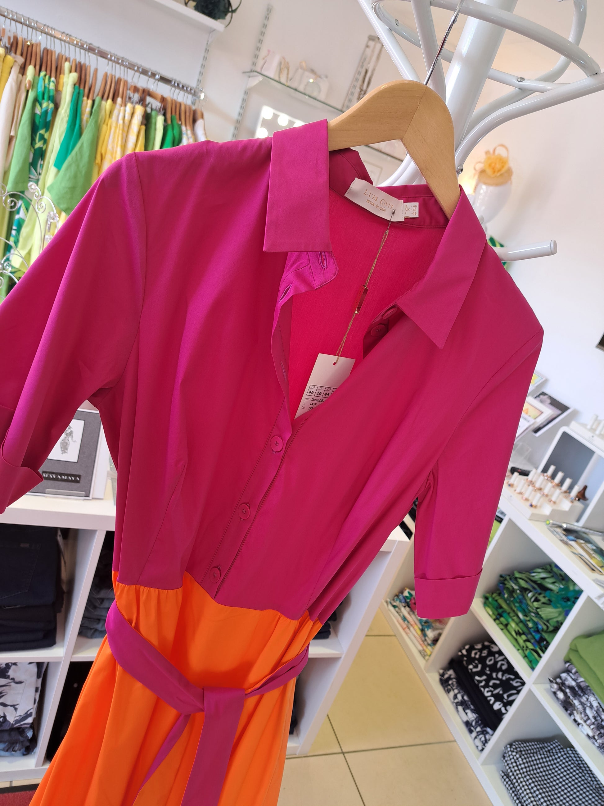 Pink Orange shirt dress - Maya Maya Ltd