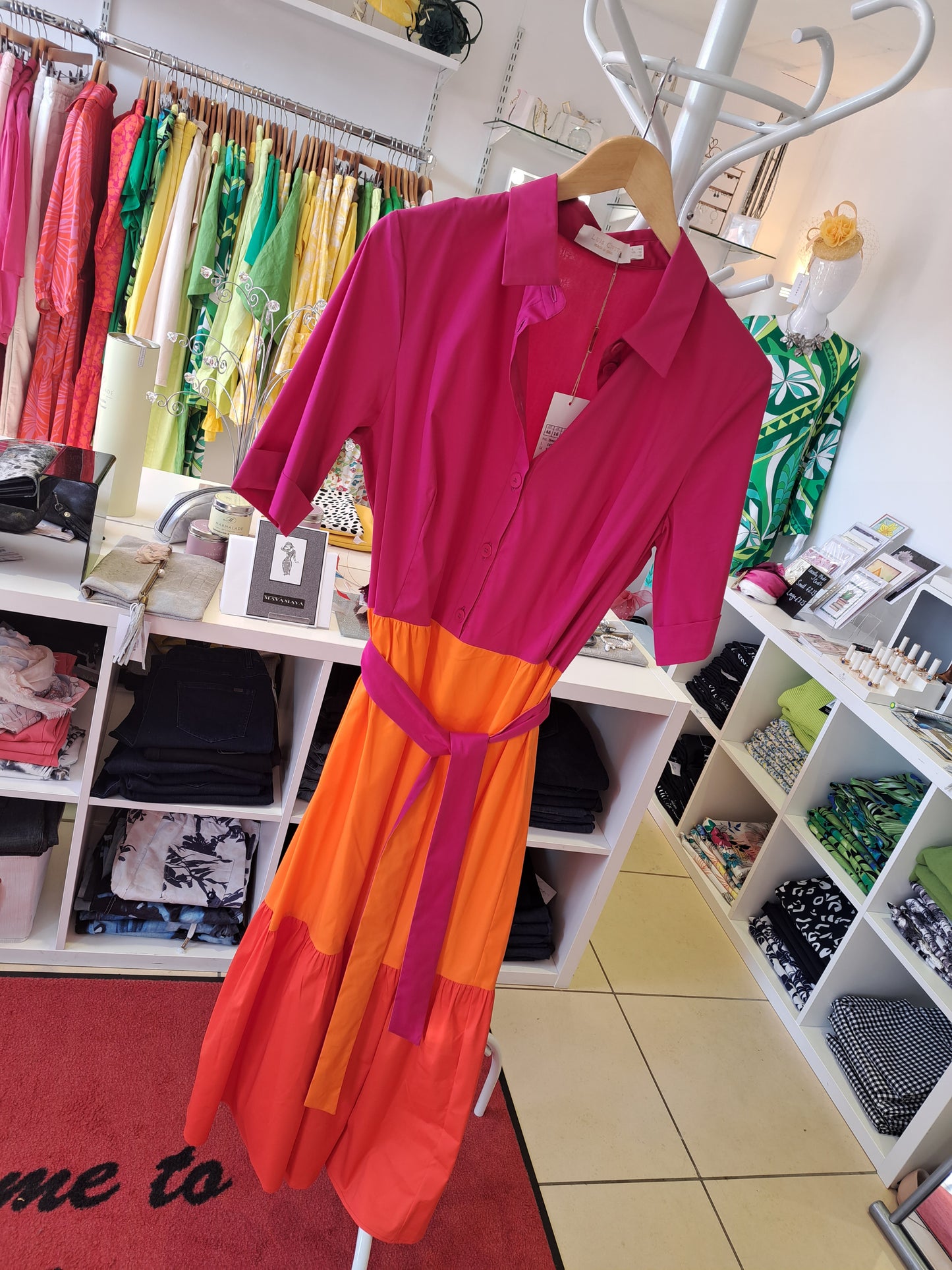 Pink Orange shirt dress - Maya Maya Ltd