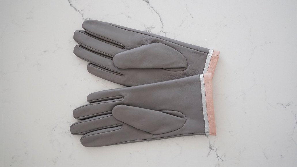 Grey Lightning Bolt Leather Gloves - Maya Maya Ltd