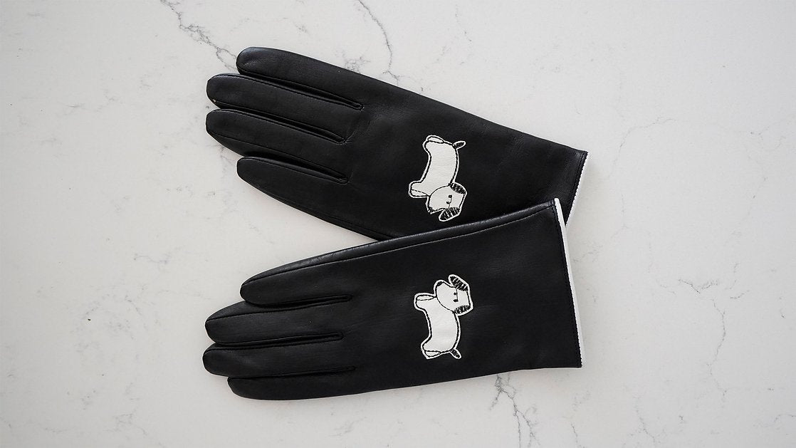 Black Dog Leather Gloves - Maya Maya Ltd