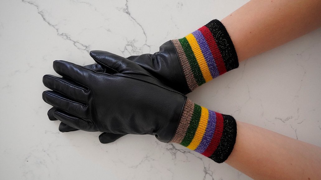 Rainbow Cuff Leather Gloves - Maya Maya Ltd