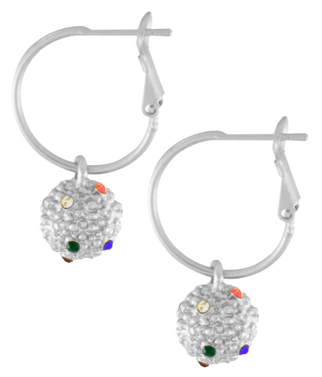 Rainbow Silver Plater Ball Drop Earrings - Maya Maya Ltd