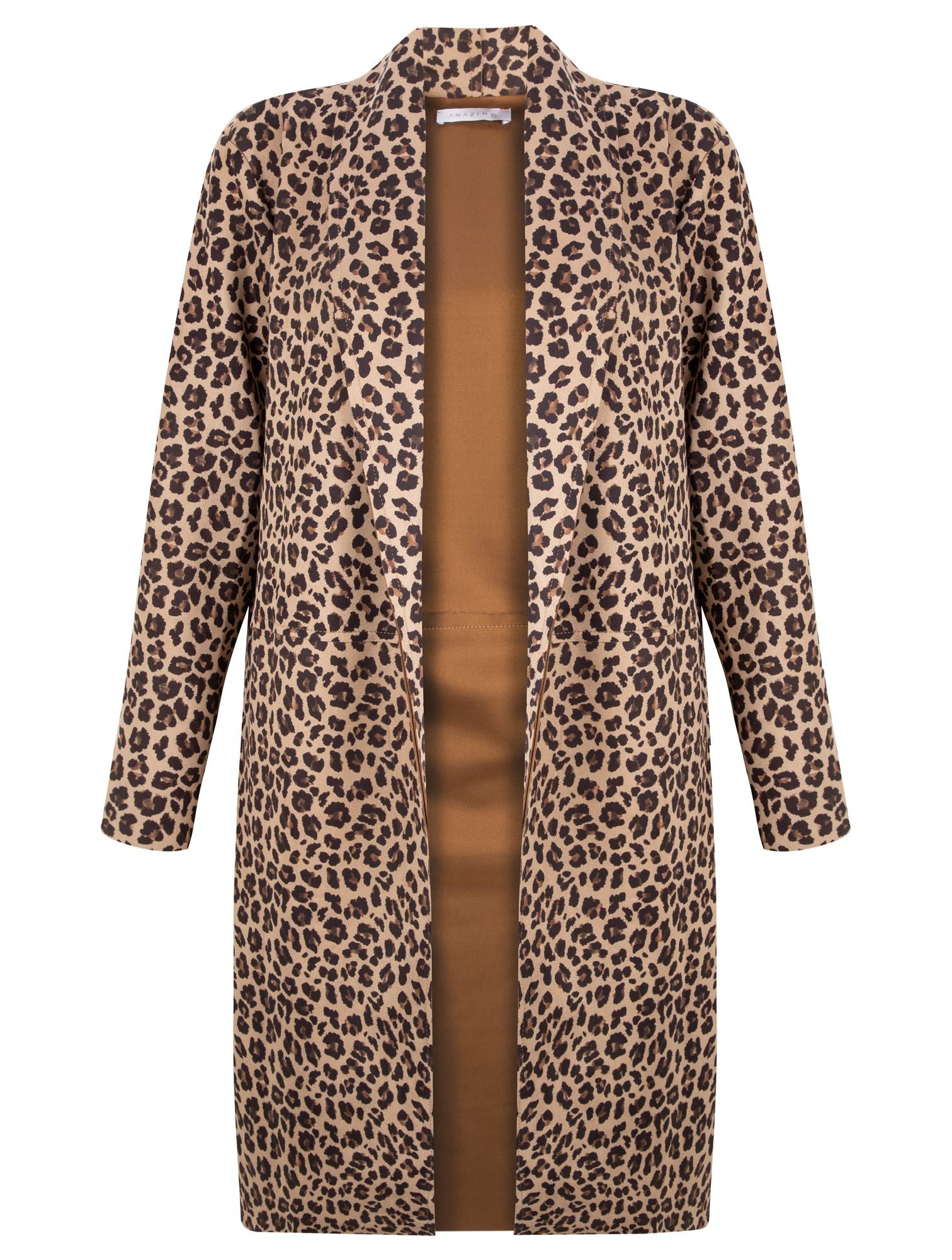 Faux Suede stretch Duster Coat leopard - Maya Maya Ltd