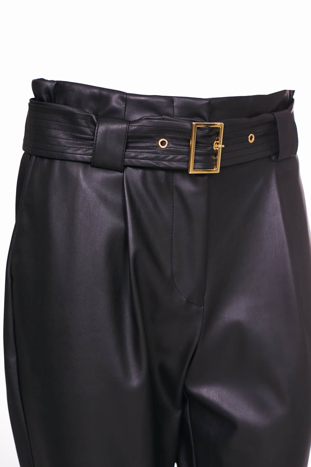 Naya Leatherette Trousers with belt - Maya Maya Ltd
