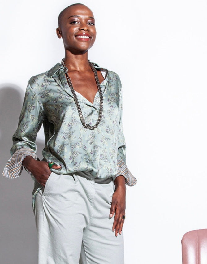 Patterned stretch blouse - Maya Maya Ltd