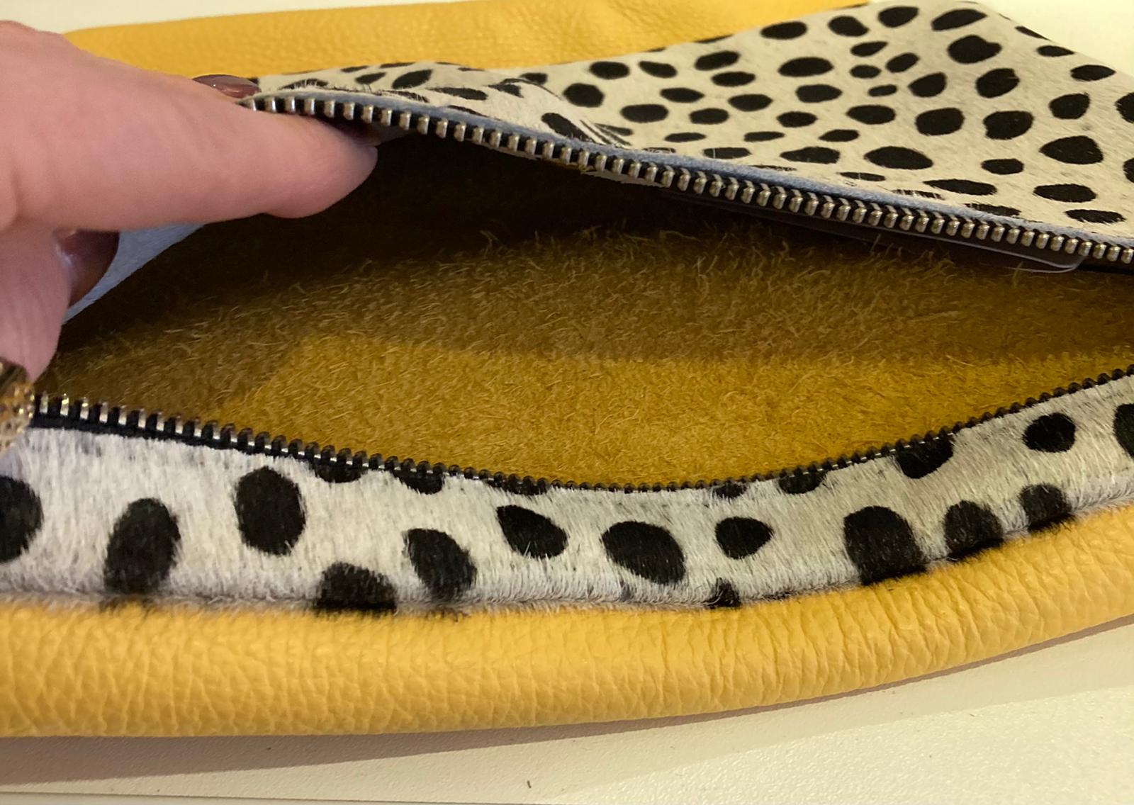 Owen Barry Yellow Leather Animal Print handbag - Maya Maya Ltd